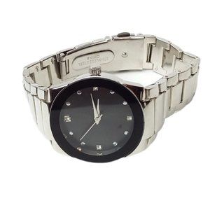 Crystal Stainless Steel Black Watch